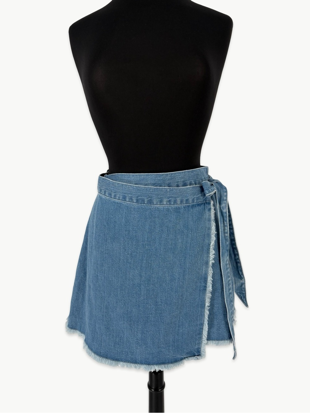 Madewell Raw-Hem Mini Wrap Jean Skirt Size 6 Cardiff Wash Denim 100% Cotton